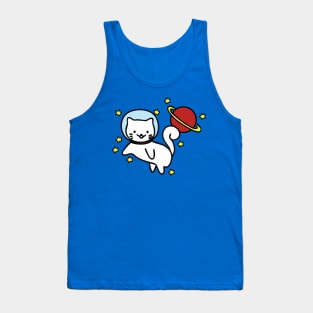 Cat Space Traveler among stars and planet Tank Top